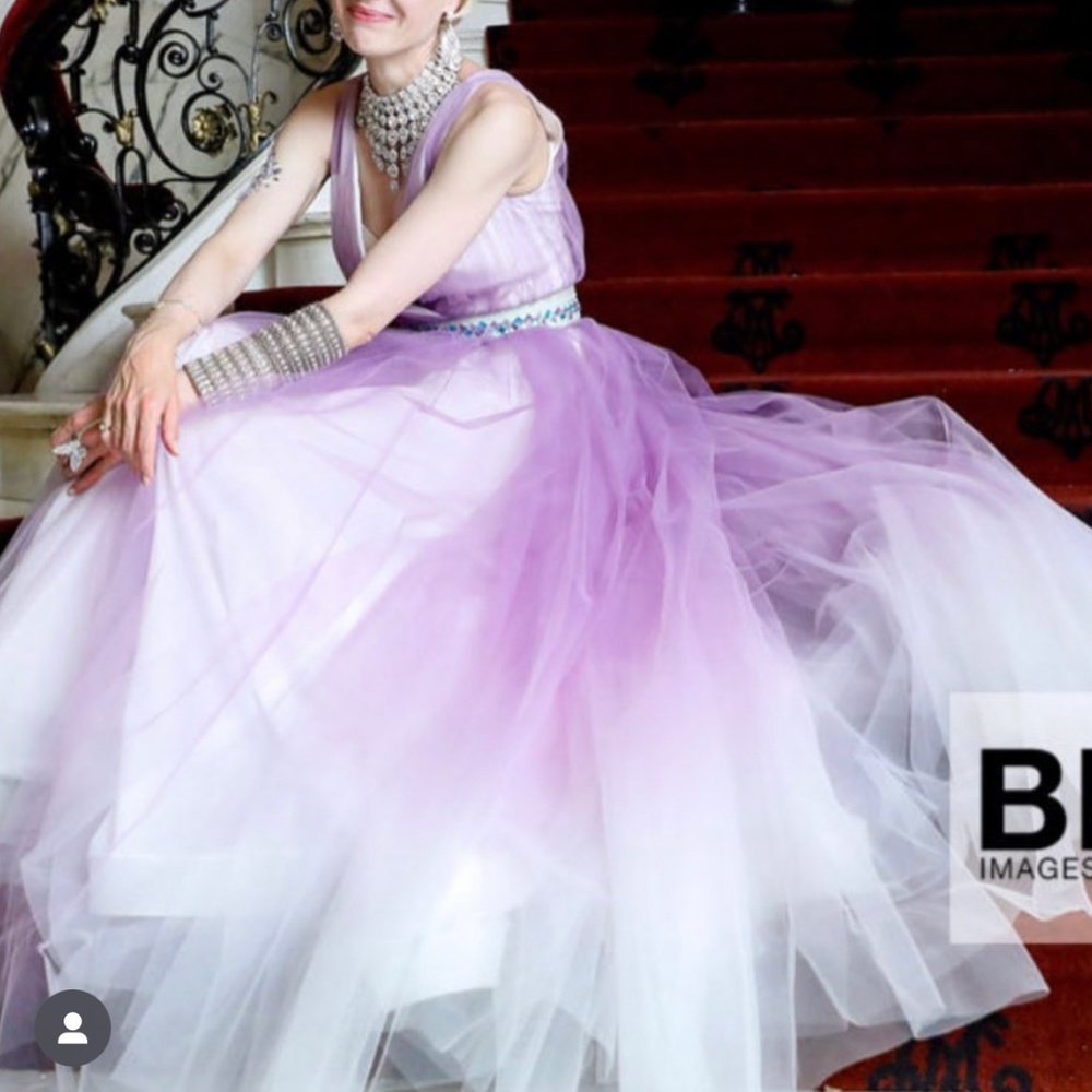 $1385 Badgley Mischka Lilac/Lavender Ombre Ballgown - S